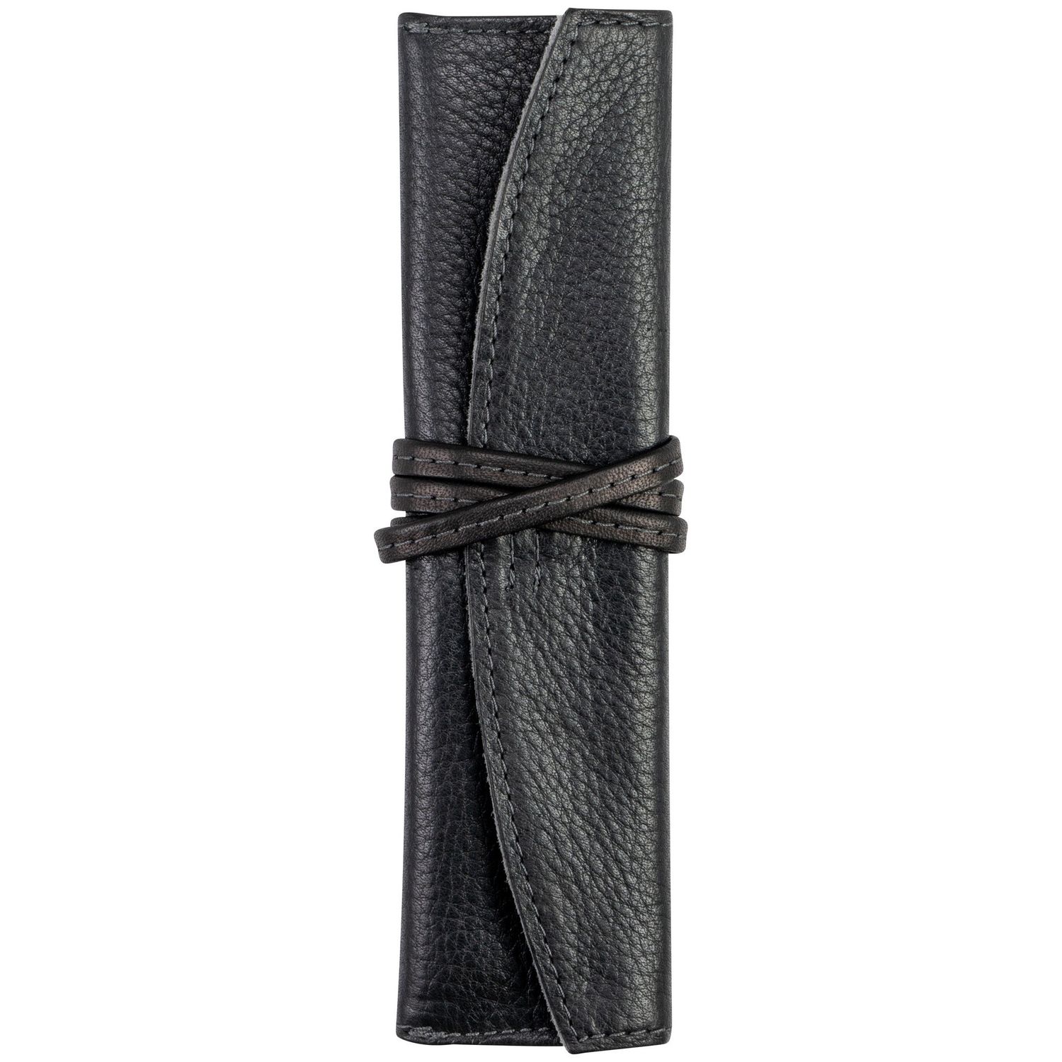 Pen Sheath Roll Black Leather single