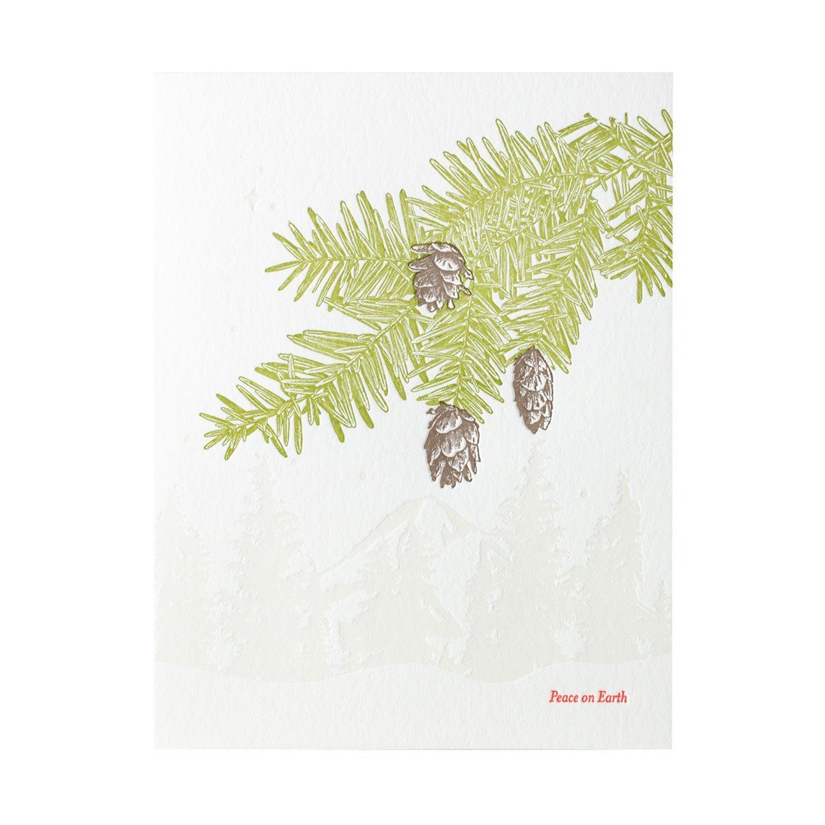 Western Hemlock Peace On Earth Letterpress Cards Box of 6
