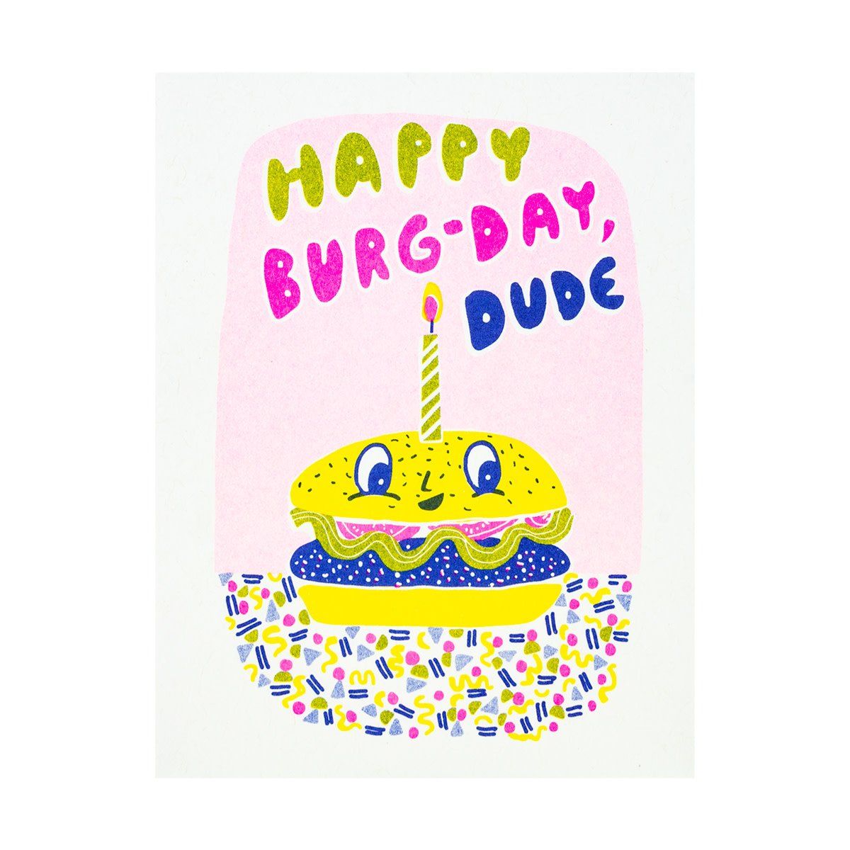 Burger Birthday Riso Card