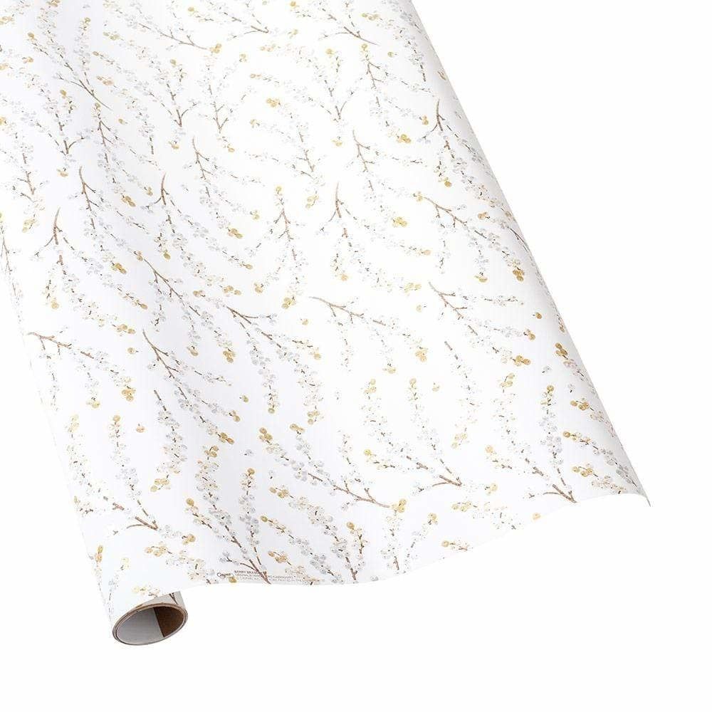 Berry Branches Gift Wrapping Paper in White &amp; Silver