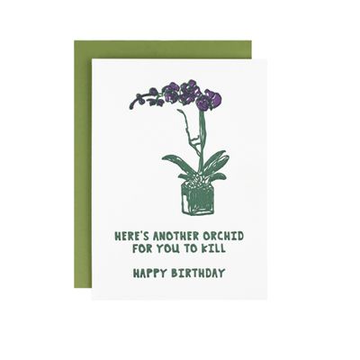 Birthday Orchid Letterpress Card