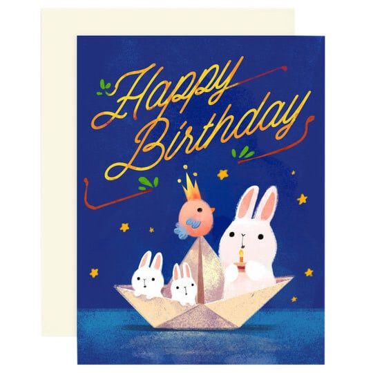 Bunnies Boat Birthday Card