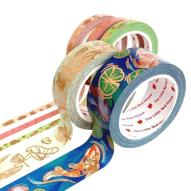 Gold Foil Lotus Pond Washi Tape Set