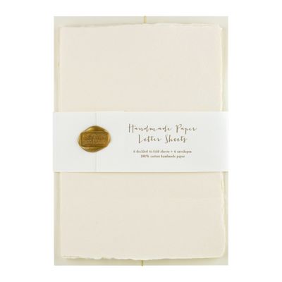 Cream Handmade Paper Tri-fold Letter Sheet Set