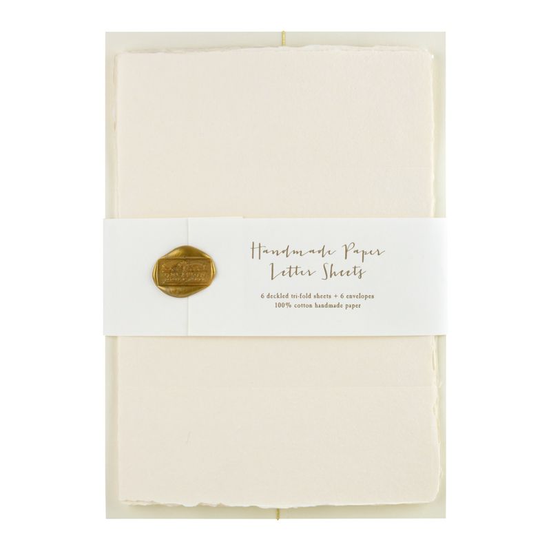 Cream Handmade Paper Tri-fold Letter Sheet Set