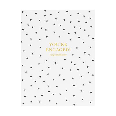You&#39;re Engaged Hearts Letterpress Card