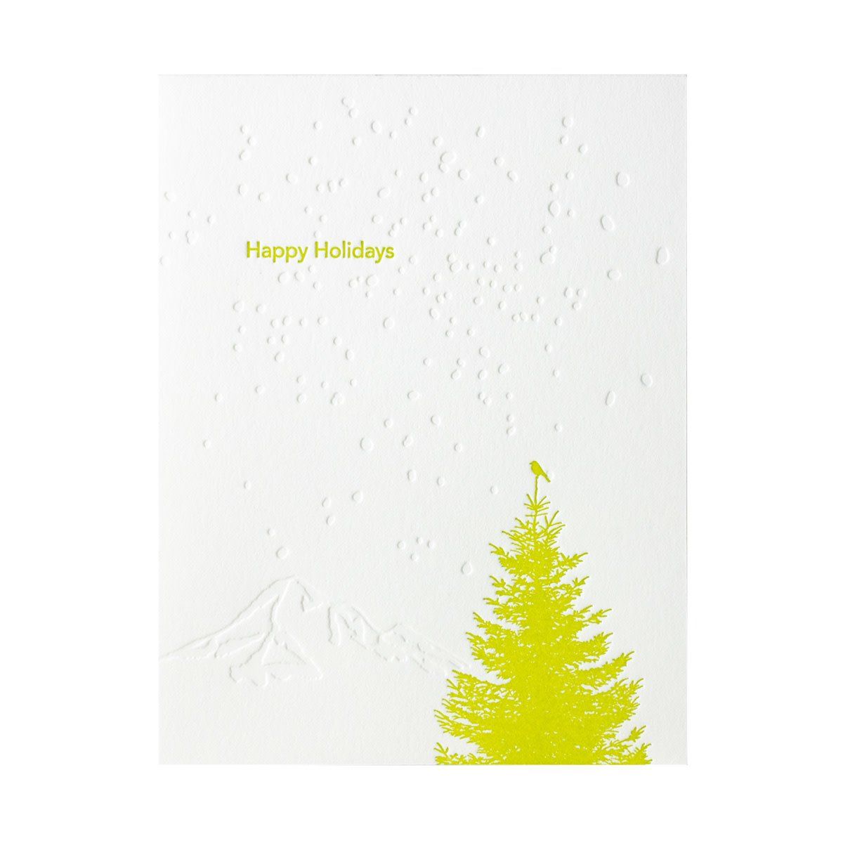 Little Bird Green Tree Celebrate Letterpress Cards Box of 6