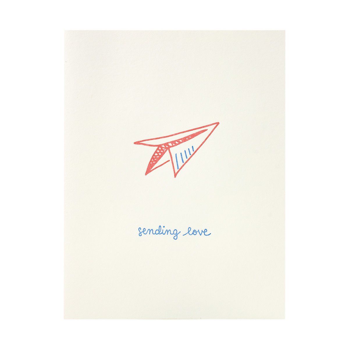 Sending Love Paper Airplane Letterpress Card