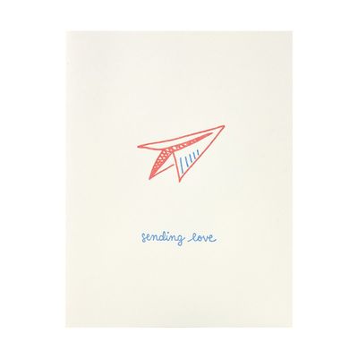 Sending Love Paper Airplane Letterpress Card