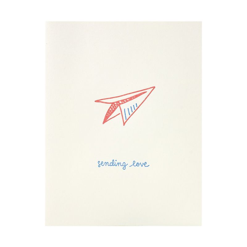 Sending Love Paper Airplane Letterpress Card