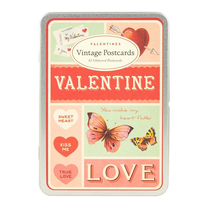 Glitter Valentine Vintage Postcards