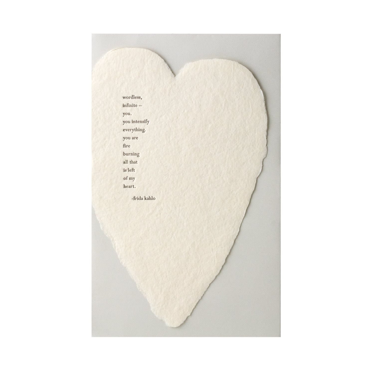 Frida Kahlo Quote Letterpress Deckled Heart Card