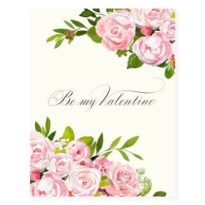 Be My Valentine Pink Roses Card