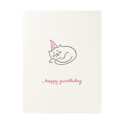 Happy Purrthday Letterpress Card