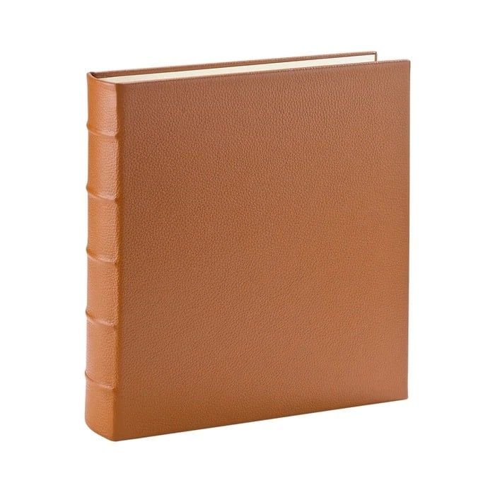 Medium 3-Ring Leather Photo Album in Saddle