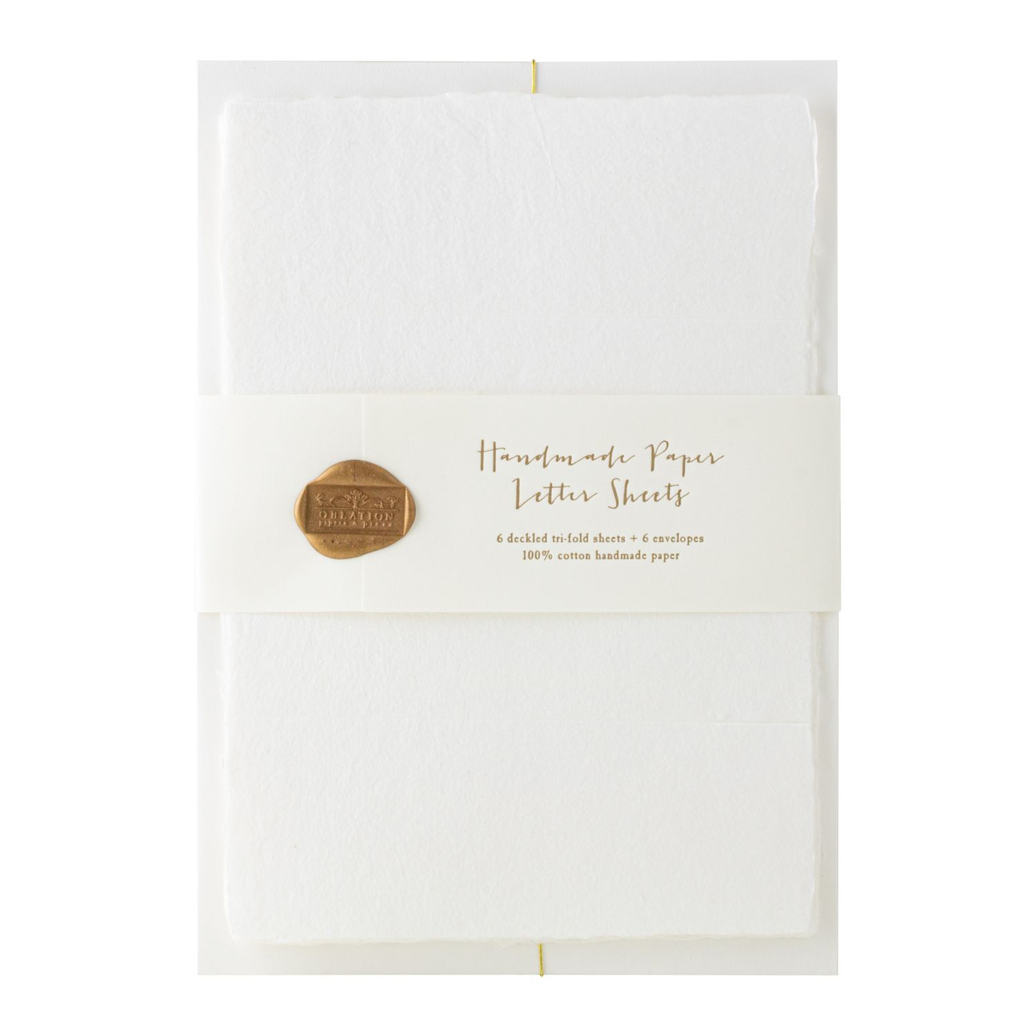 White Handmade Paper Tri-fold Letter Sheet Set