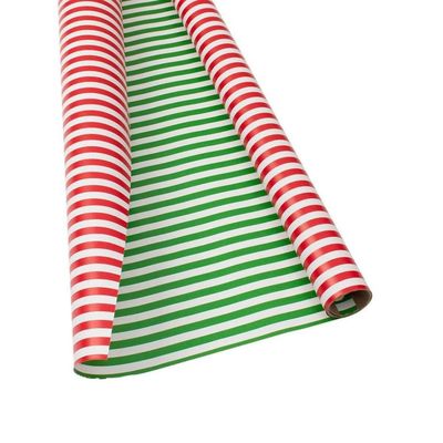 Club Stripe Reversible Gift Wrapping Paper in Red &amp; Green
