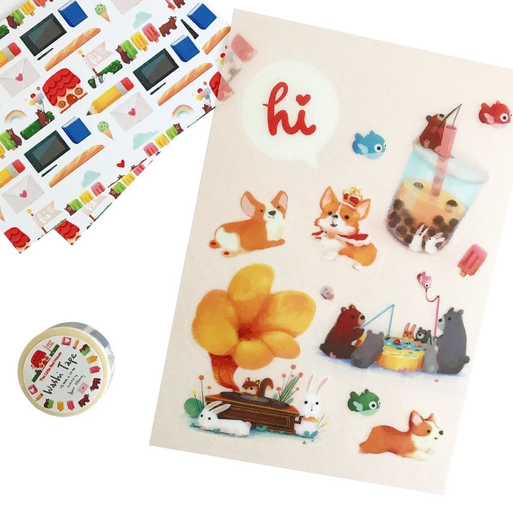 Corgi Boba Washi Sticker