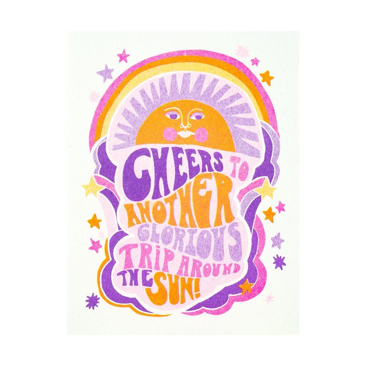 Cheers to Another Trip Around the Sun Riso Card