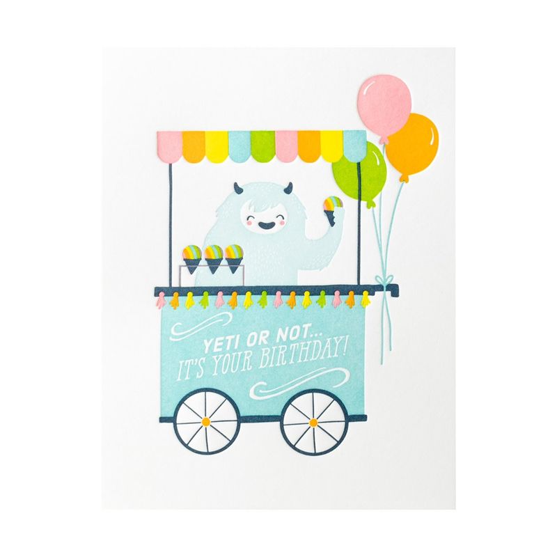 Yeti Or Not Letterpress Card