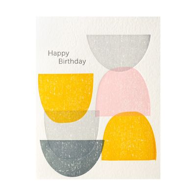 Shapes Happy Birthday Letterpress Card