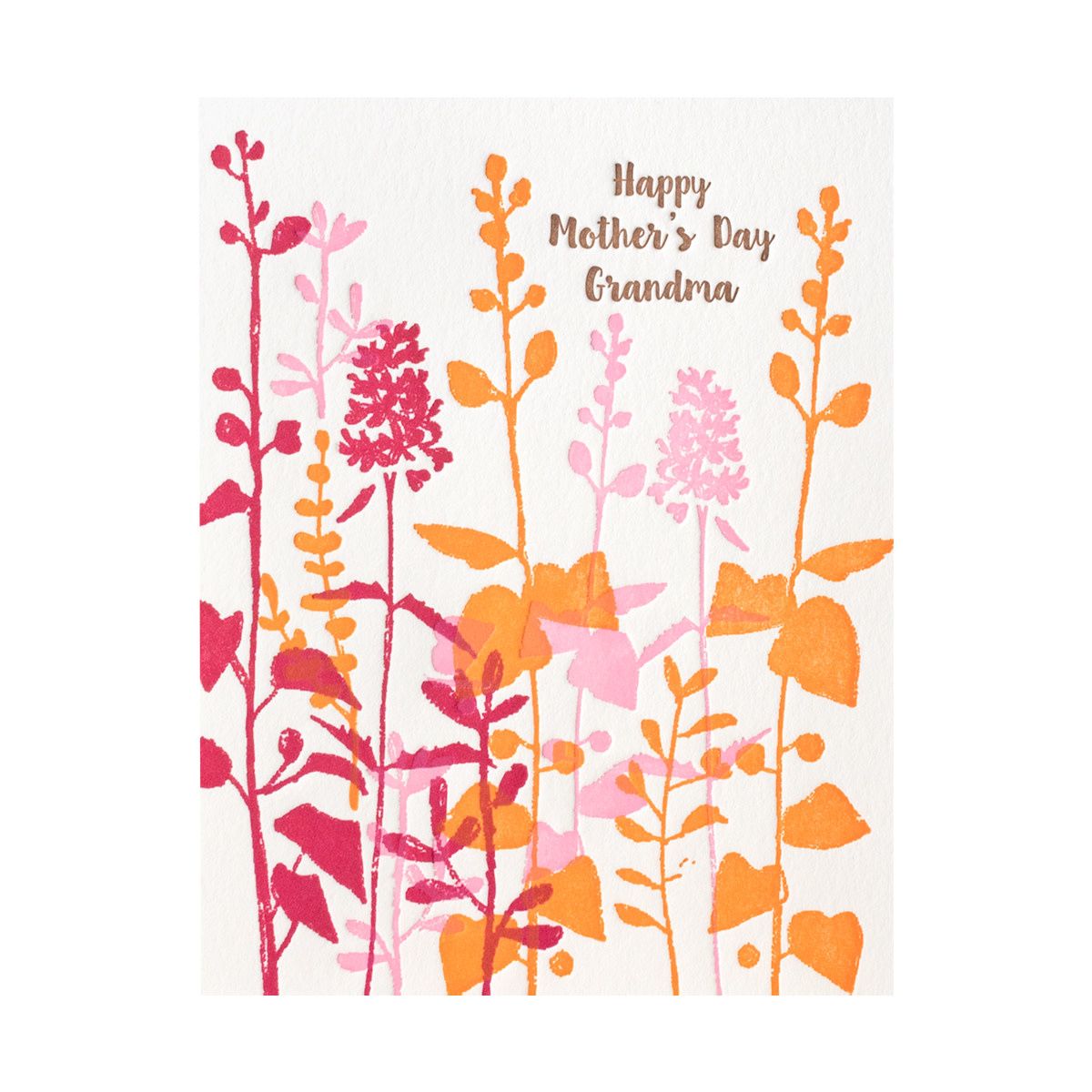 Pink Flowers Mother&#39;s Day Grandma Letterpress Card