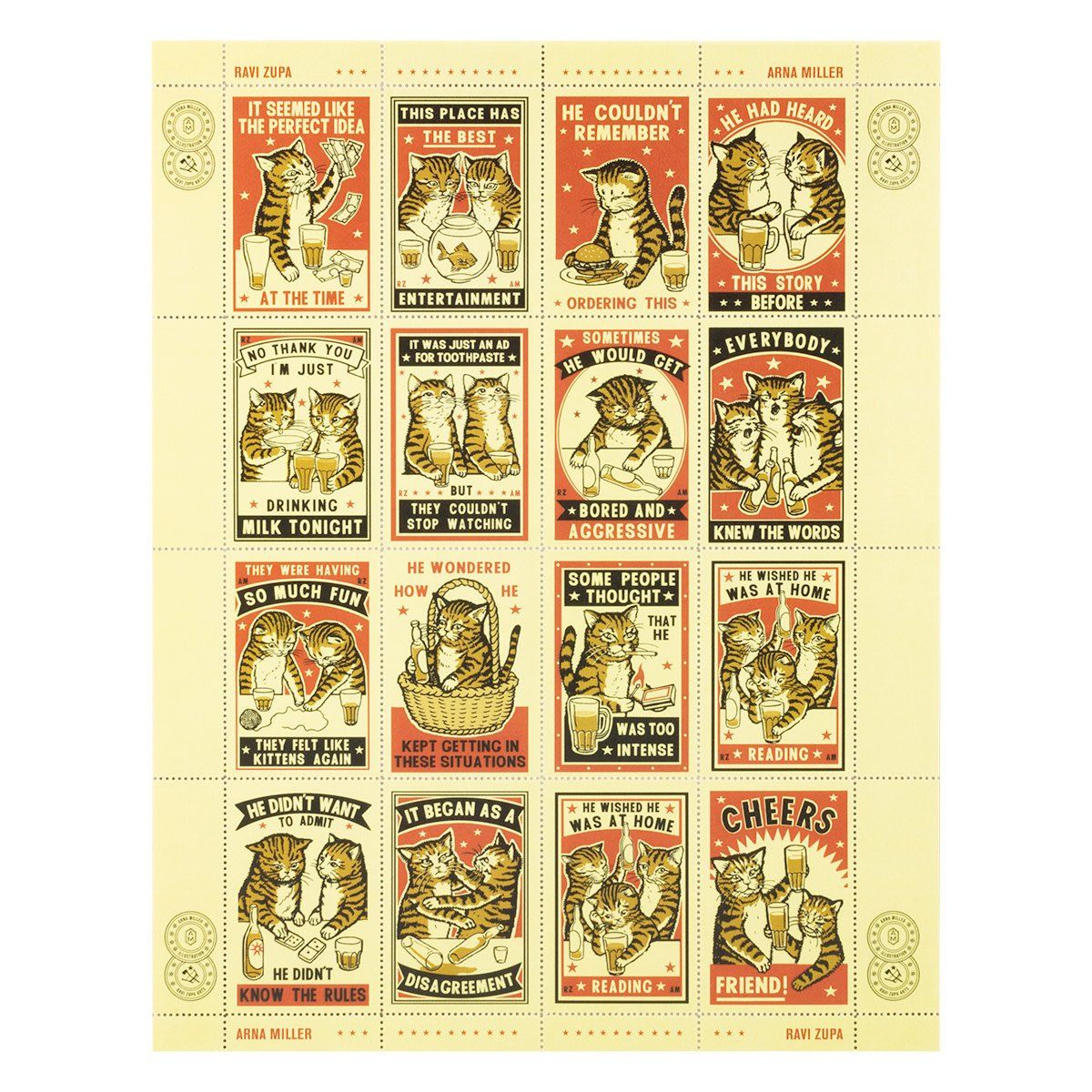Drunk Cats Decorative Stamps