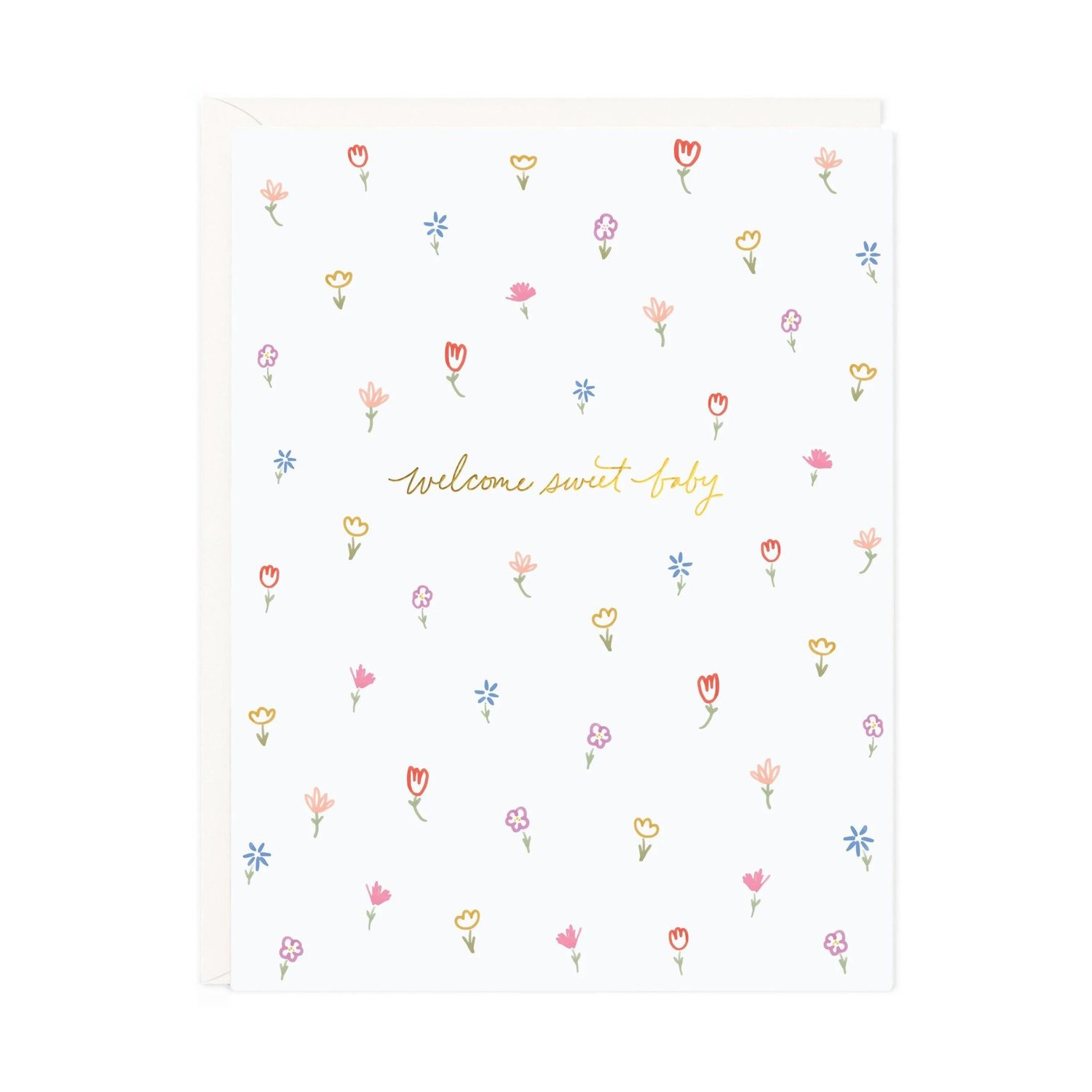 Sweet Baby Petite Floral Letterpress Card