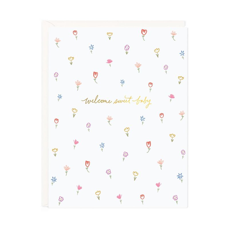 Sweet Baby Petite Floral Letterpress Card