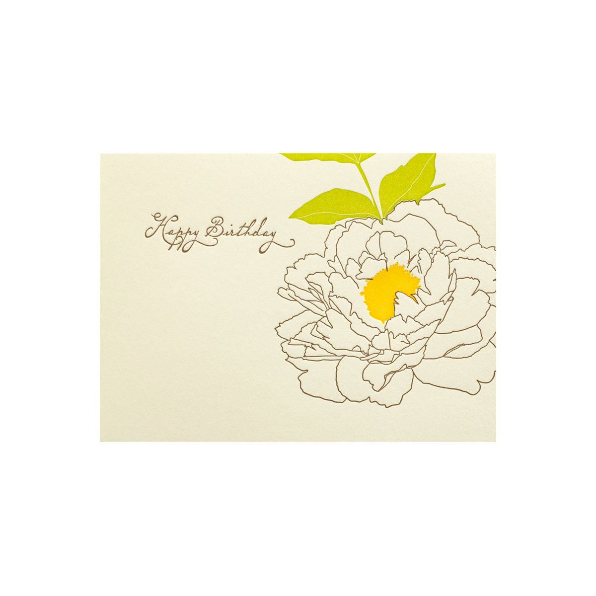Happy Birthday Peony Letterpress Card