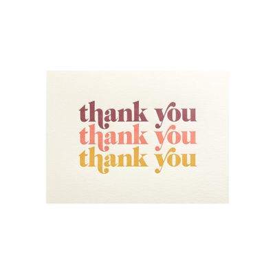 Trio Thanks Letterpress Card 6pk