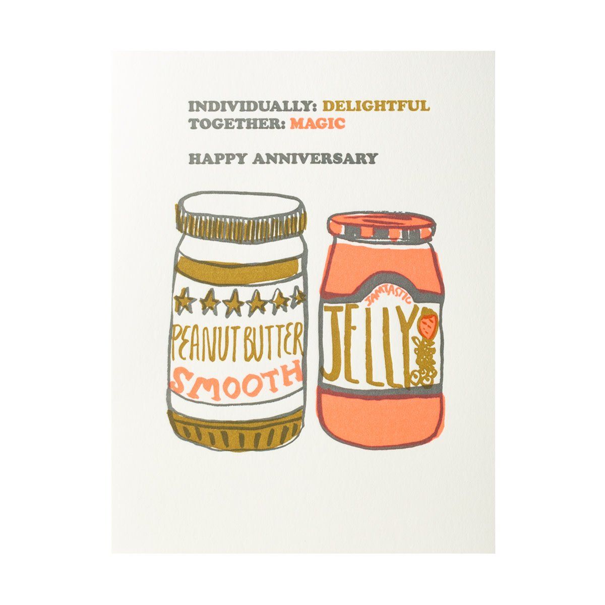 PB &amp; J Anniversary Letterpress Card