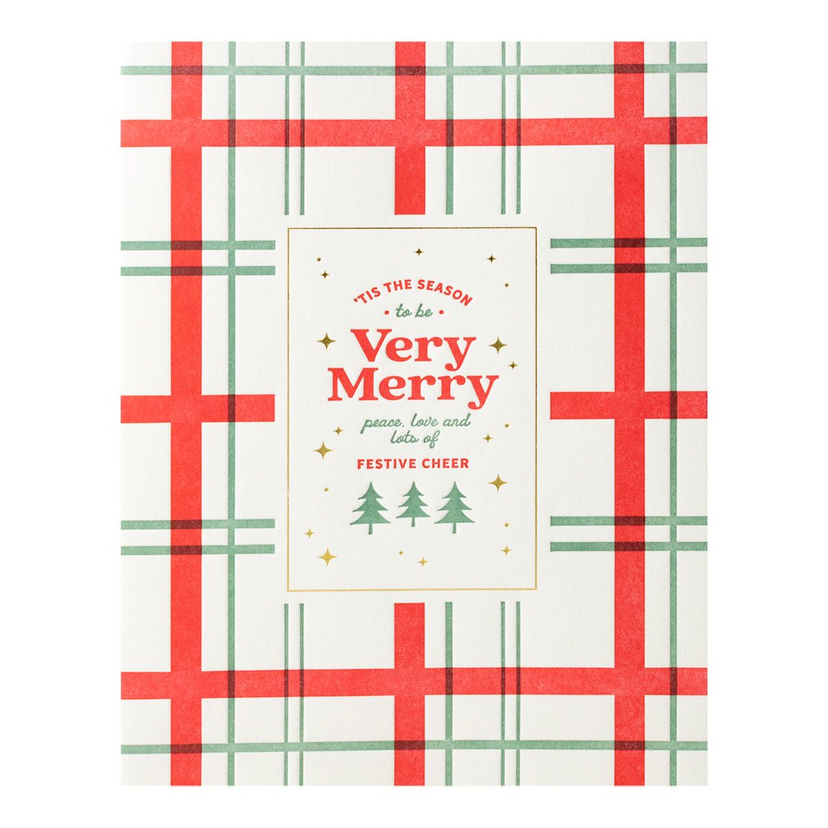Tis The Plaid Season Letterpress Cards Box of 6