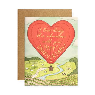 Anniversary Balloon Letterpress Card