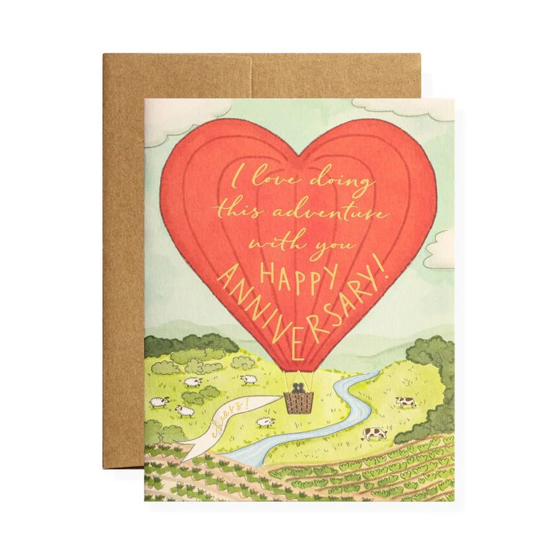 Anniversary Balloon Letterpress Card