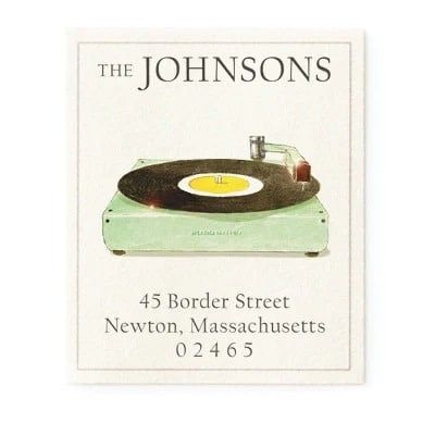 retro record player address label