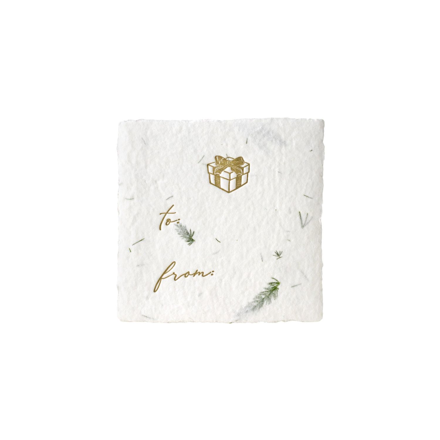Petite Present Fern Handmade Paper Letterpress Tag