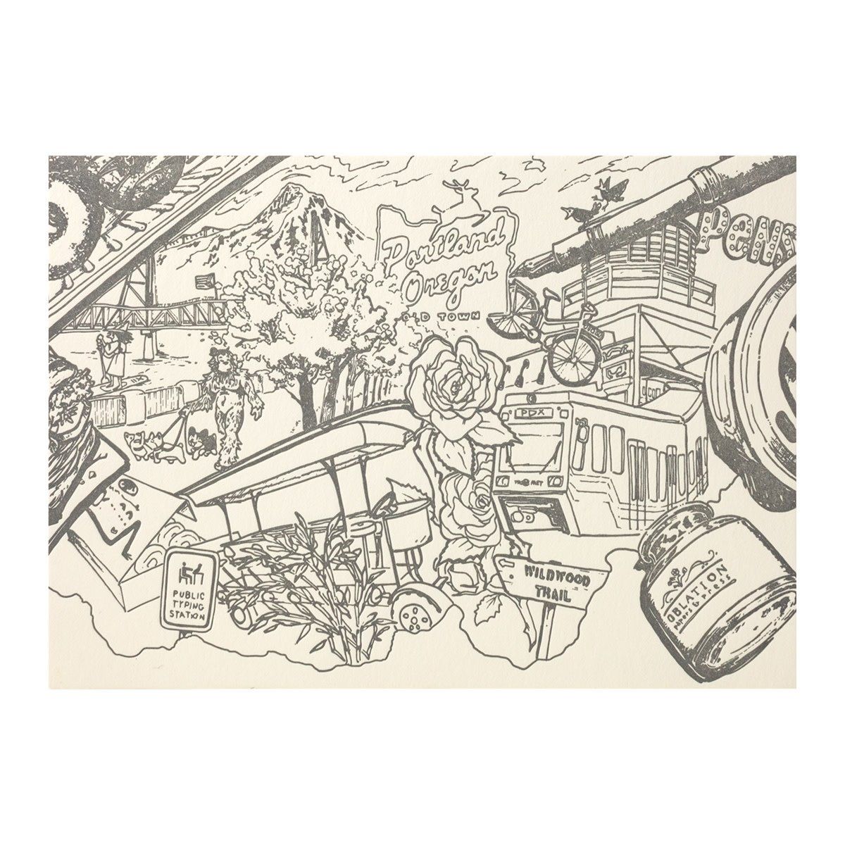 Color-In Portland Postcard
