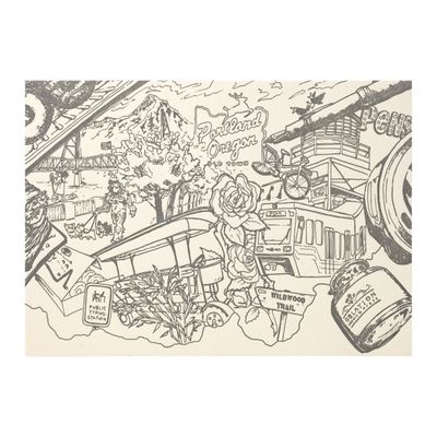 Color-In Portland Postcard