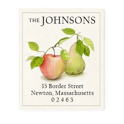 Apple and Pear Return Address Label