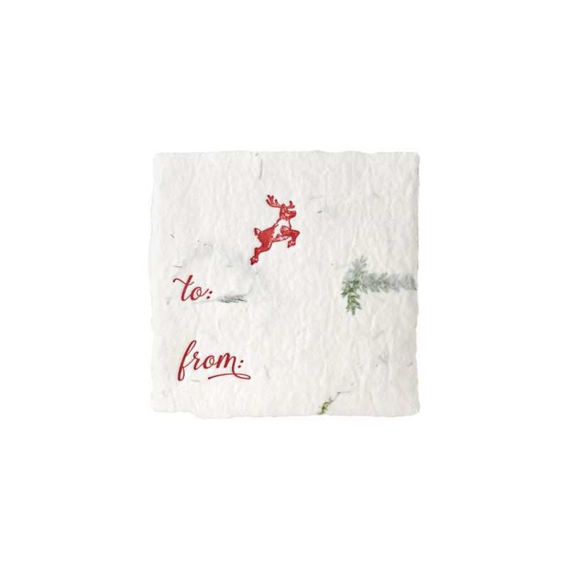 Petite Reindeer Fern Handmade Paper Letterpress Tag