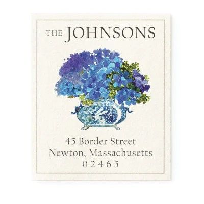 China Blue Return Address Label