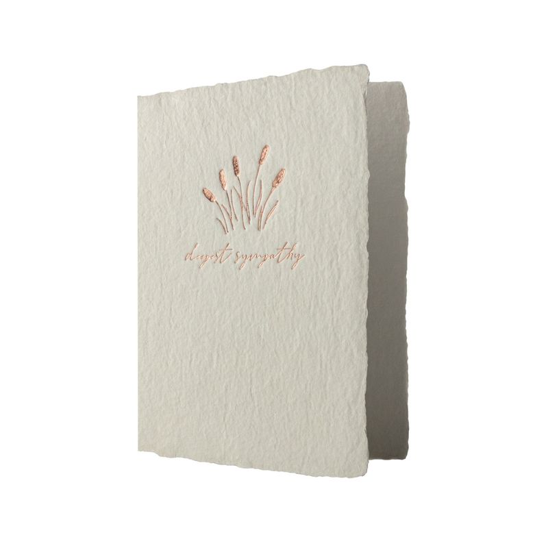 Cattails Sympathy Prairie Rose Letterpress Card