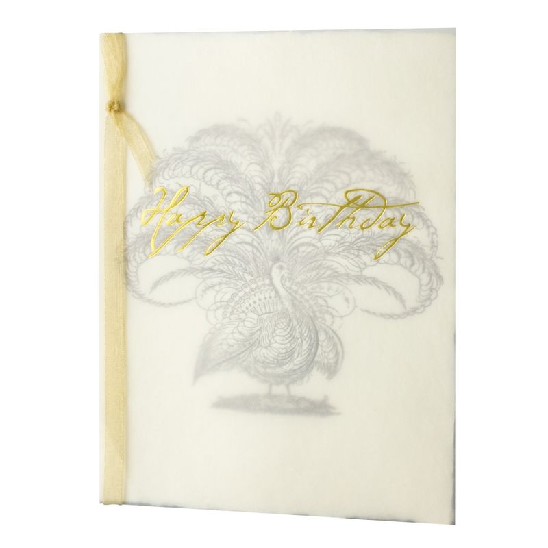 Happy Birthday Peacock Antiquities Letterpress Card