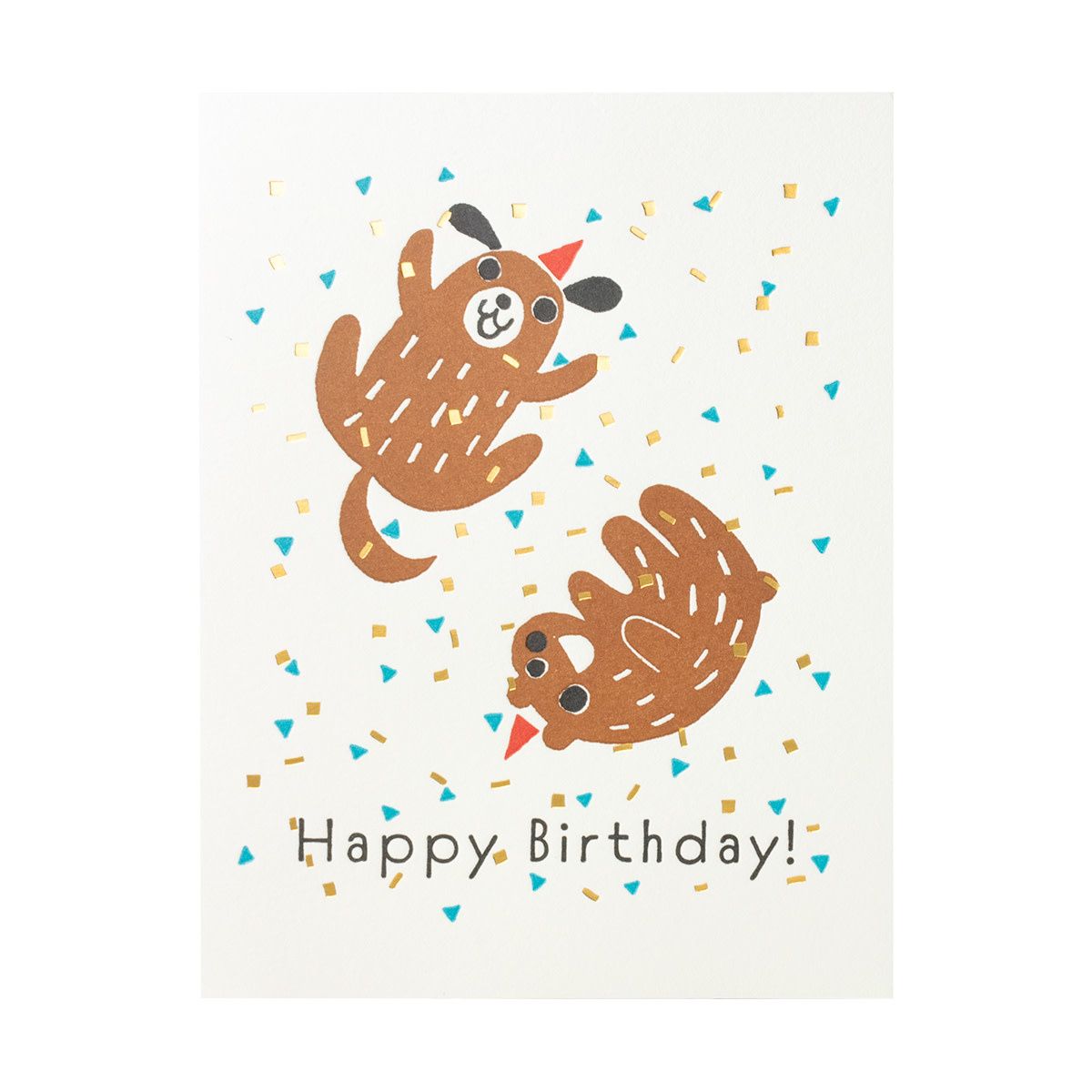 Birthday Confetti Dog &amp; Bear Letterpress Card