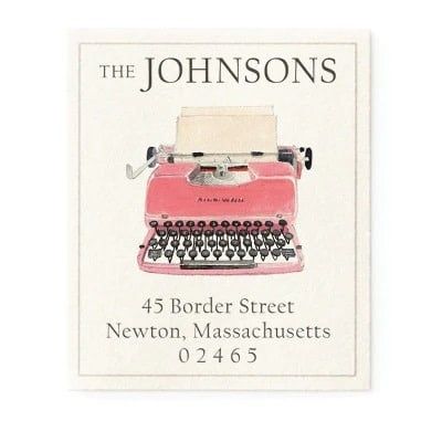 retro typewriter address label