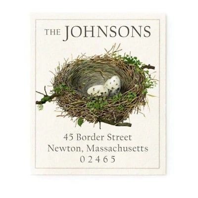 bird nest address label