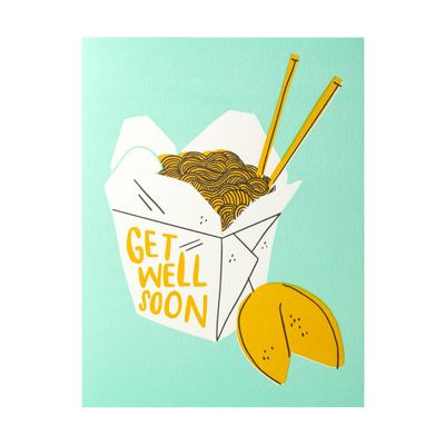 Get Well Takeout Letterpress Card