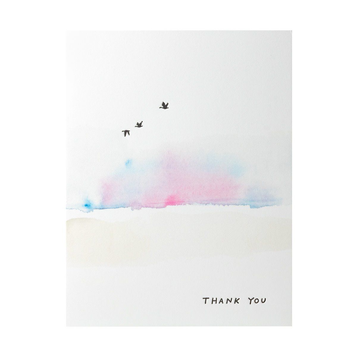 Pink Blue Birds Thank You Greeting Card