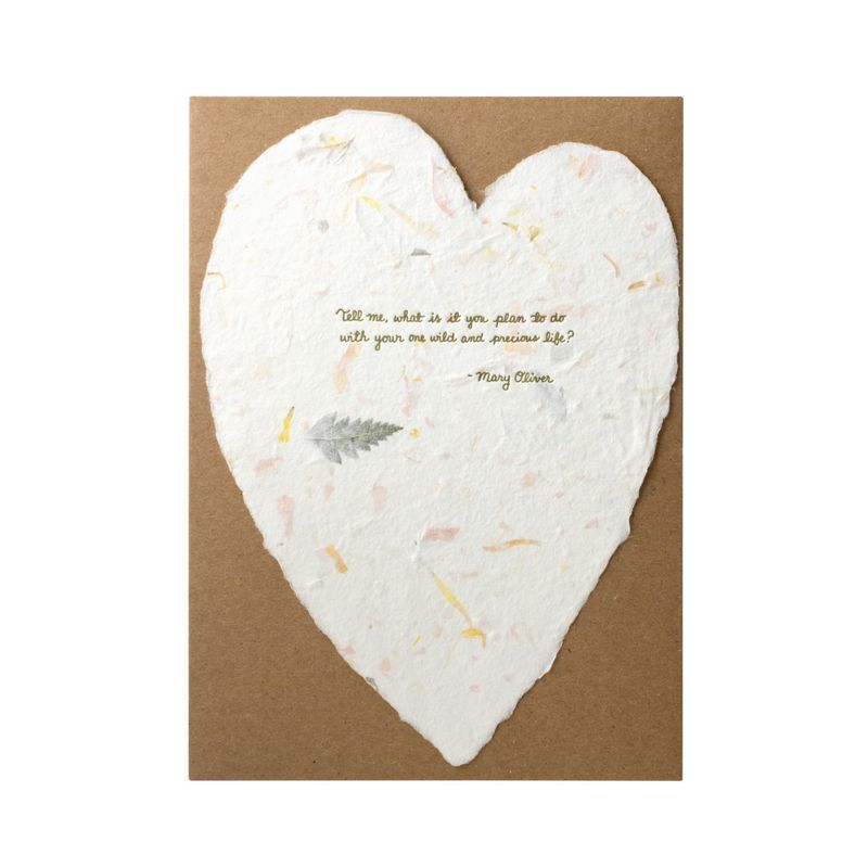 Mary Oliver Floral Poem Letterpress Card
